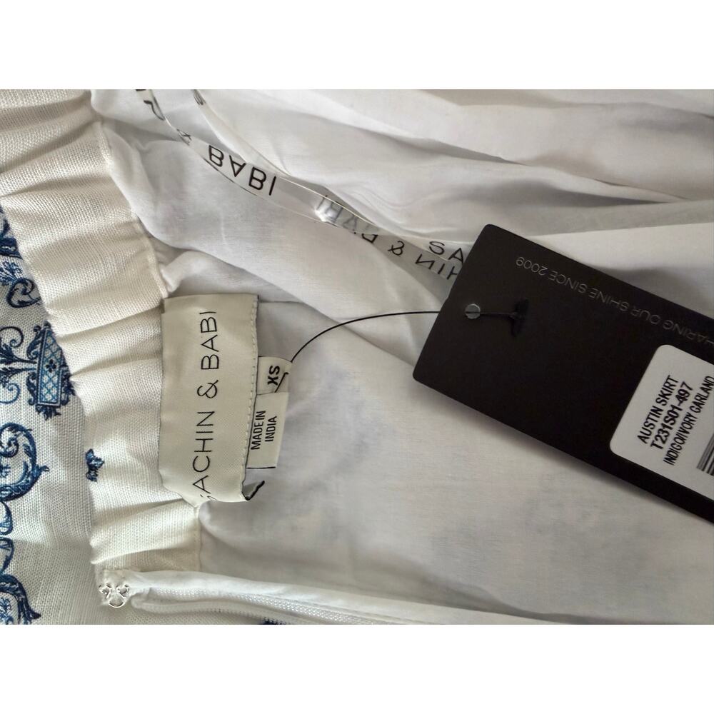 Sachin & Babi Austin Floral Toile Maxi Skirt Blue White XS NWT - Picture 10 of 11